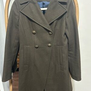 DKNY Dark Green Double-Breasted Pea Coat